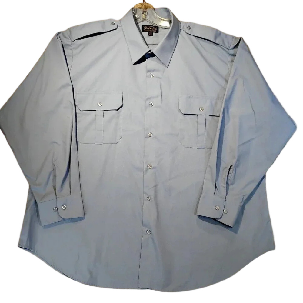 Gold Star Men's Wash N Wear Blue Long Sleeve Uniform Dress Shirt Size  2XL